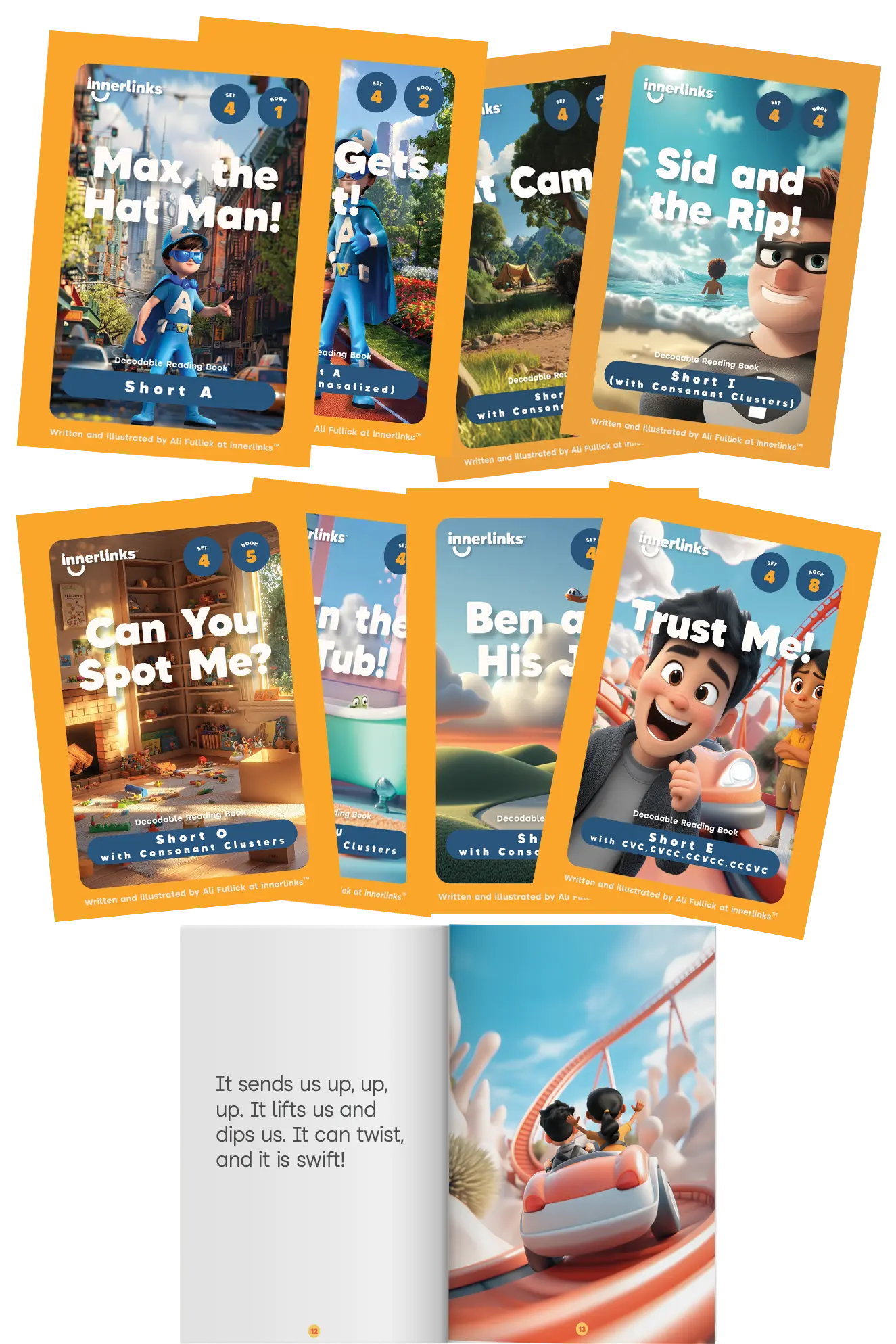 Set 4 Book Bundle - 8 Books Innerlinks Decodable Books