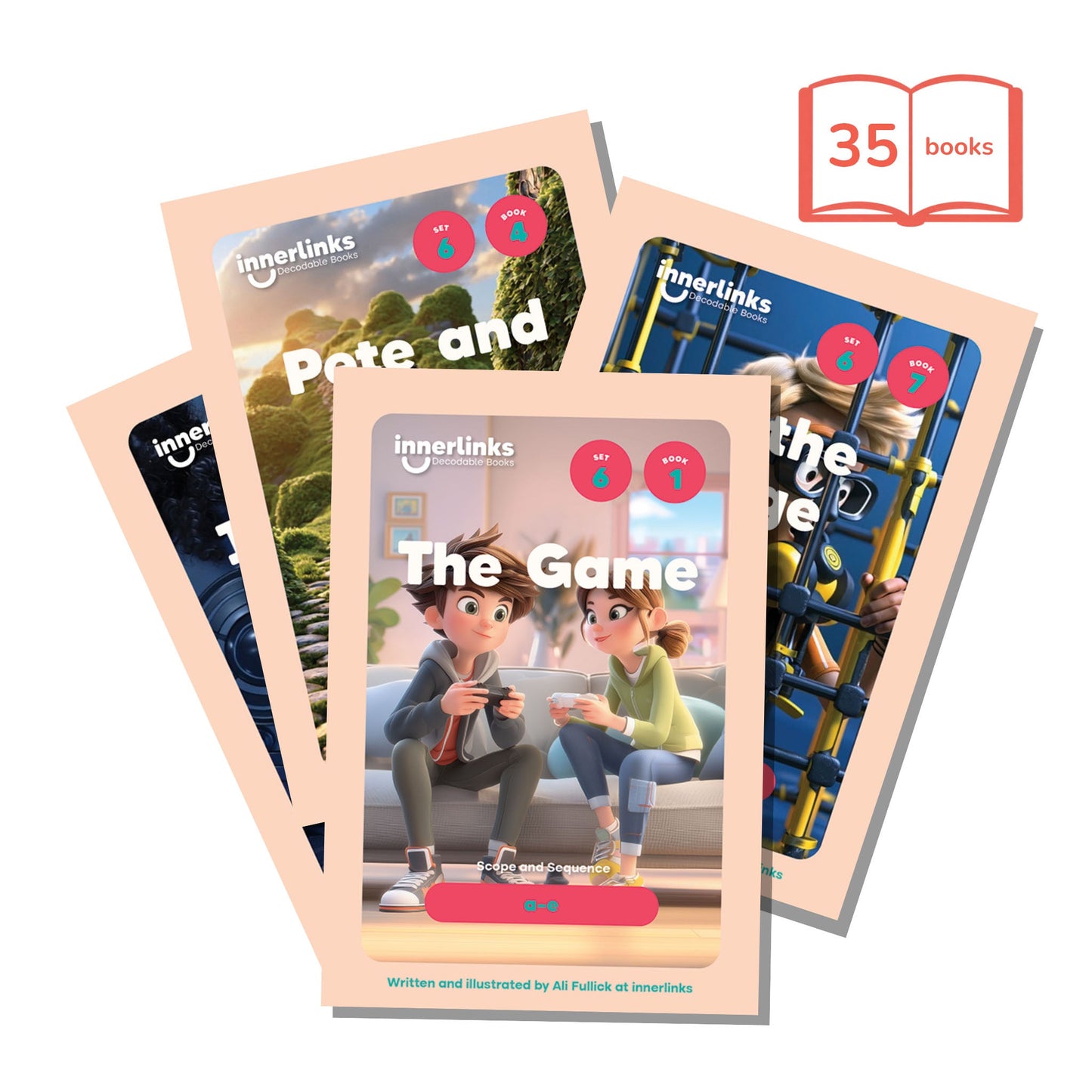 Set 6 Classroom Bundle - 5 of Each Title - 35 Books - Focuses on: a_e, i_e, o_e, e_e, u_e, soft c, soft g Innerlinks Decodable Books
