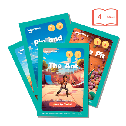 Four children's books from Innerlinks on a white background