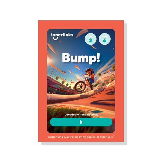 Book cover of 'Bump!' by Innerlinks with a child on a bike in an urban setting.