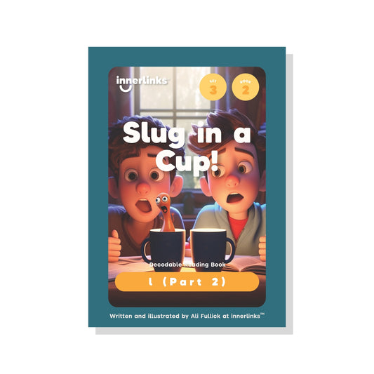 Book cover of 'Slug in a Cup!' with two characters and a cup on a white background