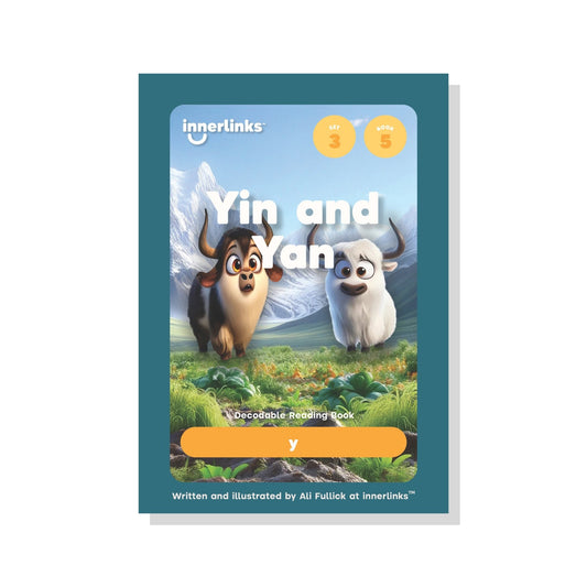 Book cover of 'Yin and Yan' by innerlinks with two cartoon animals on a green background