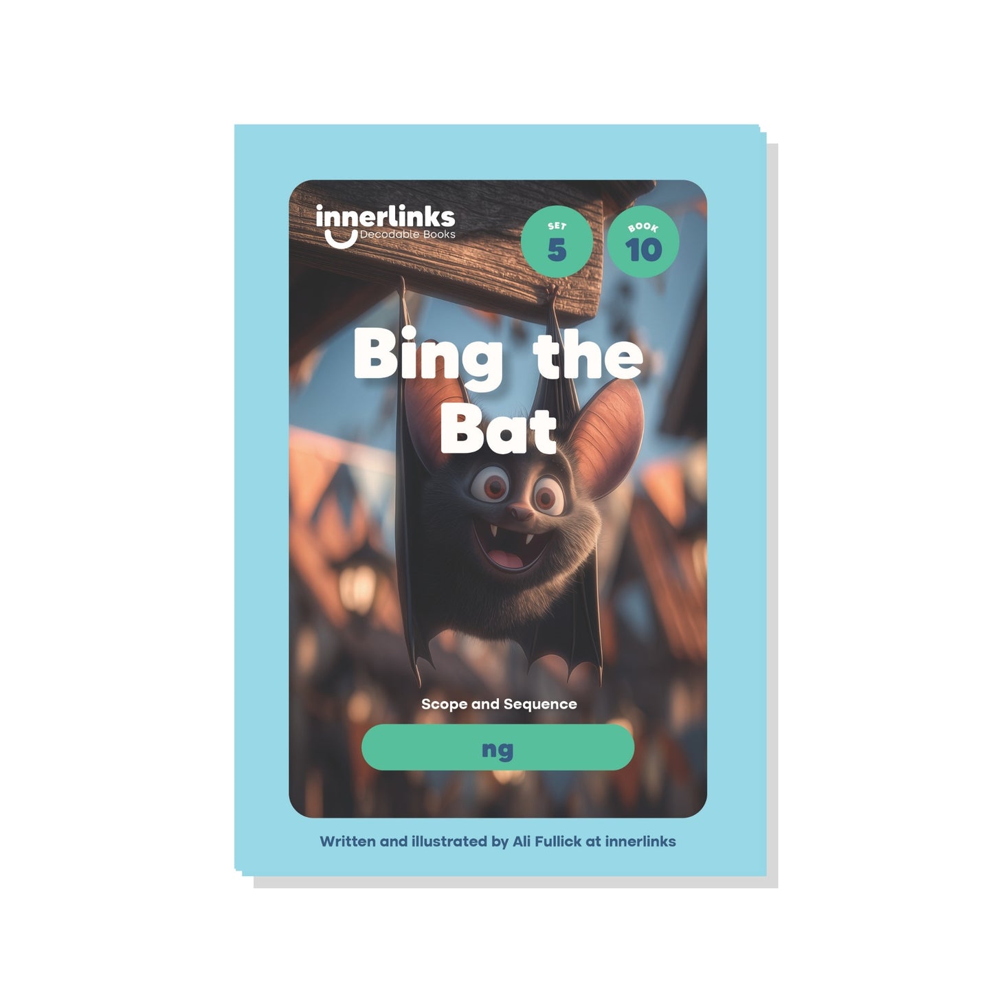 Book cover of 'Bing the Bat' by innerlinks with a bat illustration on a light blue background.