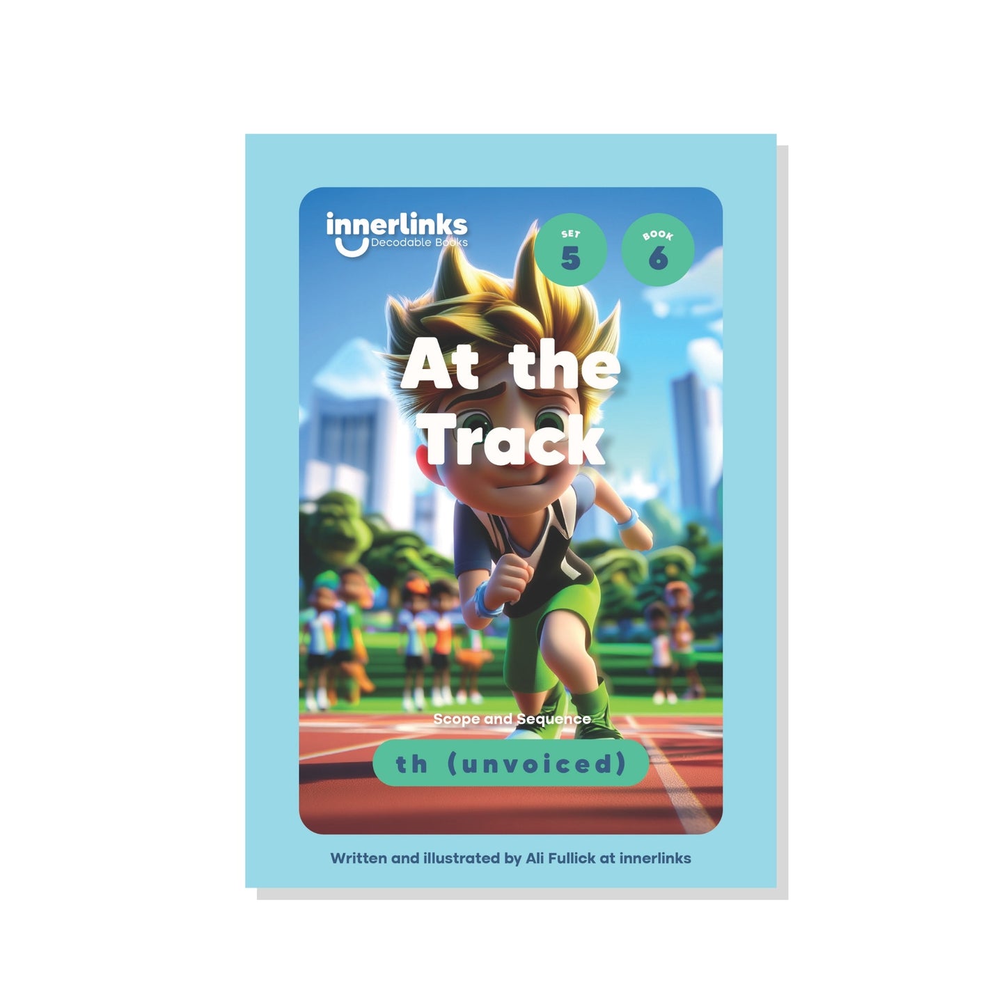 Book cover of 'At the Track' by innerlinks with a character on a track