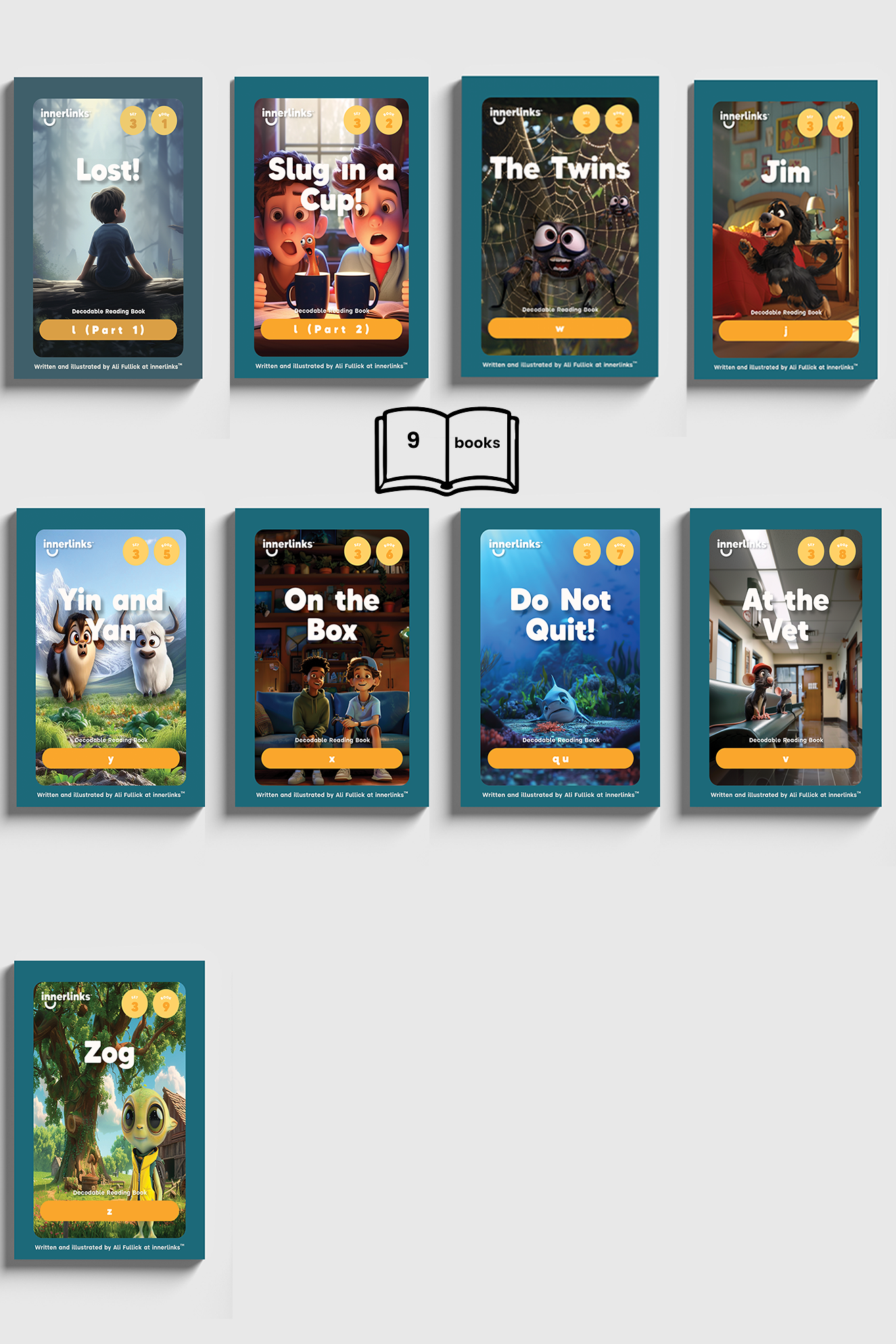 Set 3 Book Bundle - 9 Books - Consolidates: l, w, j, y, x, qu, v, z My Store